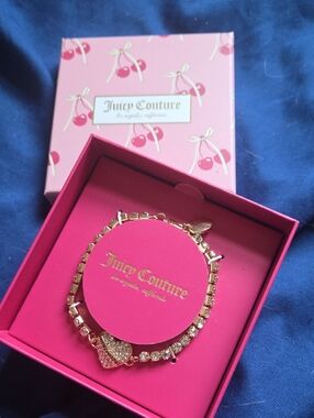 Juicy Couture Gold Crystal Heart Tennis Bracelet